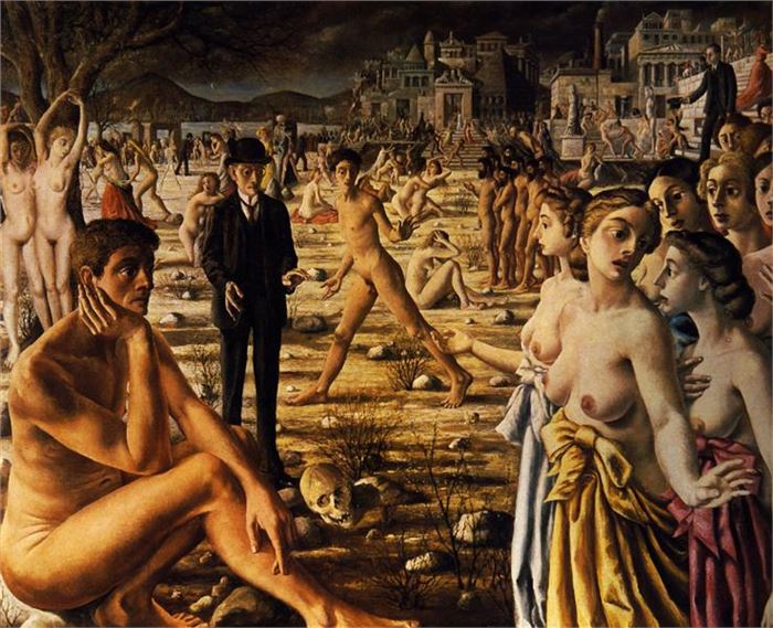 Paul Delvaux, Anxious City, 1941, oil on canvas, private collection